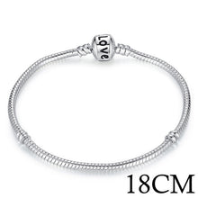 Load image into Gallery viewer, BAMOER 5 Style Silver Color LOVE Snake Chain Bracelet &amp; Bangle 16CM-21CM Pulseras Lobster PA1104