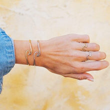 Load image into Gallery viewer, Hot 925 Sterling Silver Simple Bangle Dainty Thin Wave Bracelet  Ring Beach Sea Surfer Island Jewelry