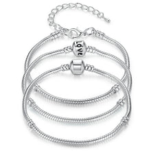Load image into Gallery viewer, BAMOER 5 Style Silver Color LOVE Snake Chain Bracelet &amp; Bangle 16CM-21CM Pulseras Lobster PA1104